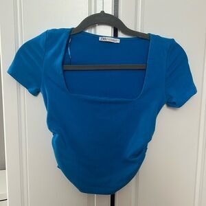 ZARA ruched square neck top